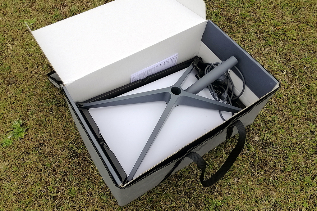 Offroad caravan with Starlink satellite internet system protected by the open Kimberley Kampers storage bag.