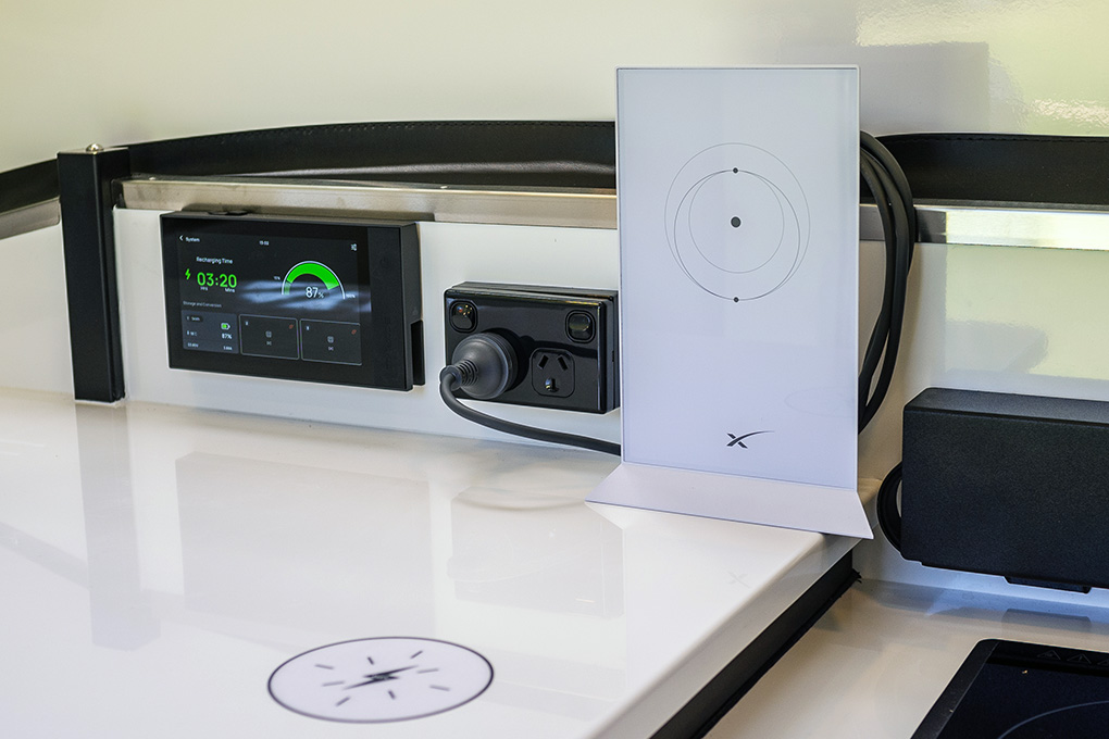 Offroad caravan with Starlink satellite internet router on the kitchen benchtop | Kimberley Kampers Australia